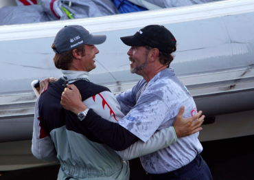 Ernesto Bertarelli and Larry Ellison met during the qualifications of the America's Cup, here in San Francisco, before the competition started in New Zealand © Thierry Martinez / OCEAN71 Magazine