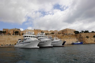 The Jean-Marie Christian 3, 5 and 6, the three tuna seiners of the Avallone family, in Grand Harbour, Valette, in June 2010 © Philippe Henry / OCEAN71 Magazine