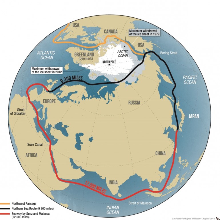 The "new" compared to the "old" shipping routes © OCEAN71 Magazine