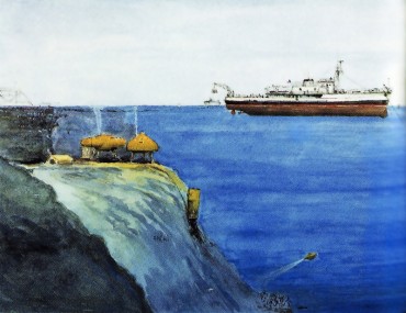 An illustration of the "Conshelf II" mission in the Red Sea, in 1963 © The Cousteau Society