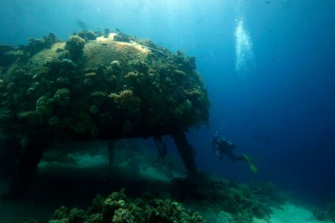 What remains of the underwater village "Conshelf II", off the coast of Sudan in the Red Sea. This photo was taken in 2008 © Jacob Sonne