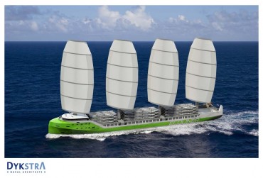 The Dutch study from the company Fairtransport, called "Ecoliner", would be a 130 meter long cargo ship equiped with sails © Fairtransport