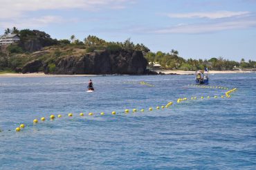 The new netting system of Boucan Canot is designed to resist small to medium swell. As large weather events move in, the nets can be folded down to the seafloor © Andy Guinand / OCEAN71 Magazine